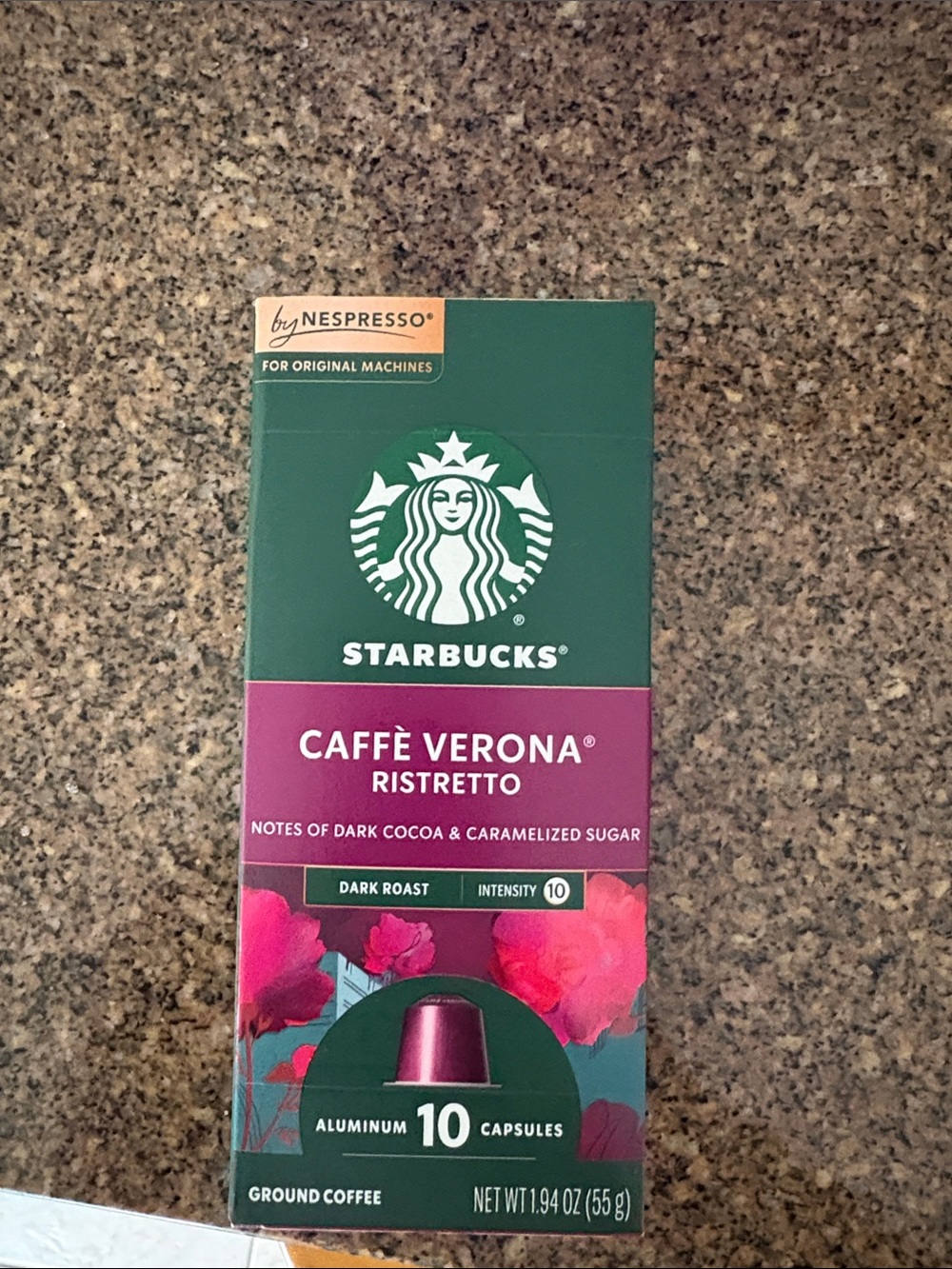 Starbucks Caffè Verona Ristretto Green and Purple Coffee Capsule Box - Brand New